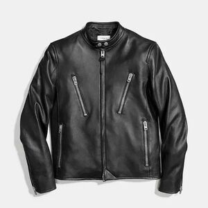 Coach Leather Cafe Racer Jacket